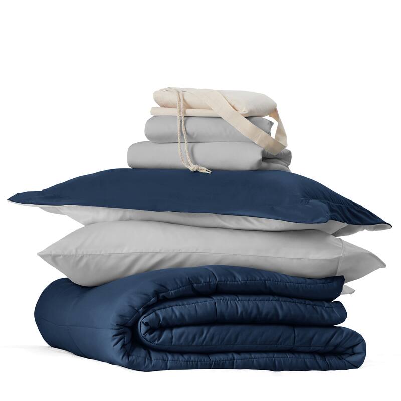 8pc Twin XL Solid Dorm Bedding Bundle