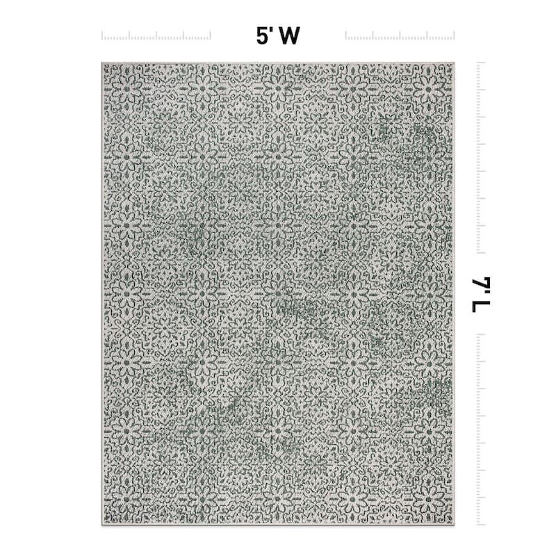 World Rug Gallery Contemporary Flowers Indoor/Outdoor Area Rug
