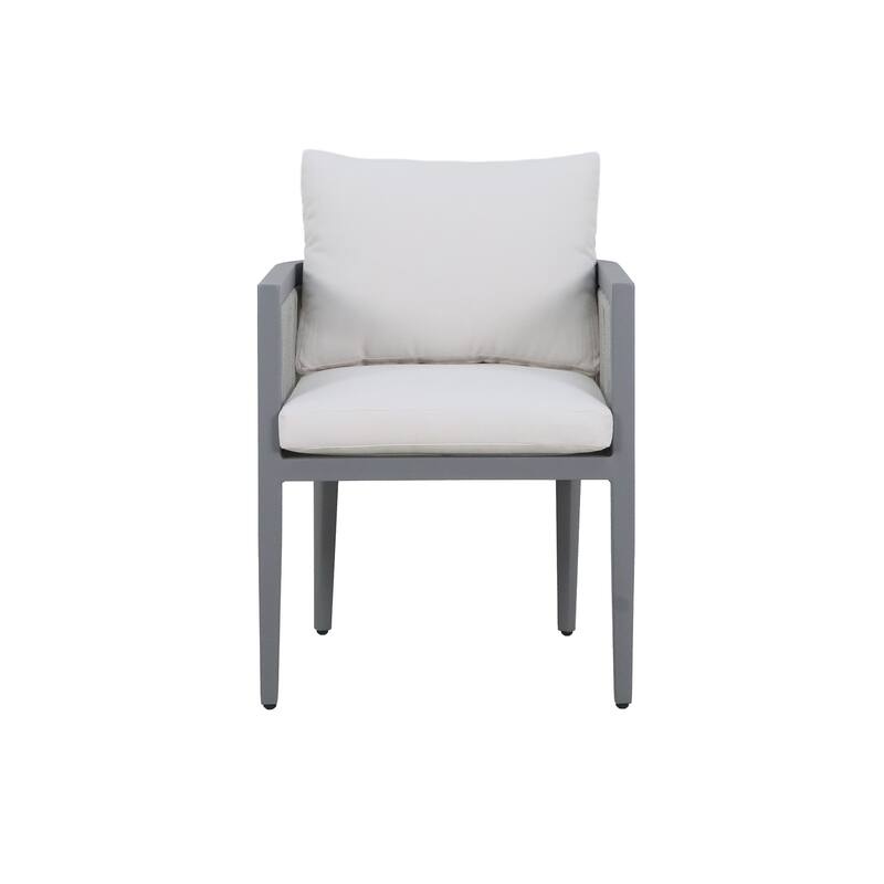 7-Piece Outdoor Patio Dining Set with Gray Cushions