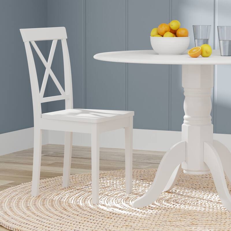 5-Piece Dining Set, 42" Round Drop-Leaf Table and X-Back Chairs