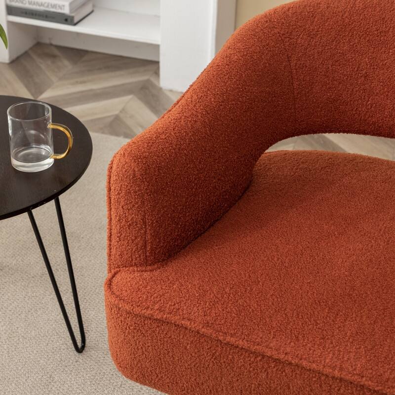 SEYNAR Modern Glam Open Back Velvet Upholstered Round Swivel Accent Arm Barrel Chair for Living Room