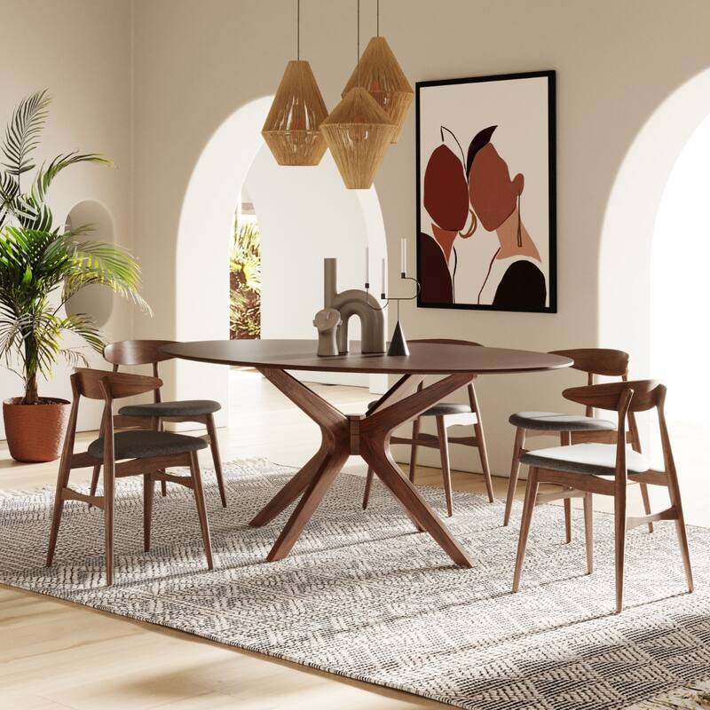 Modrest Prospect Modern Oval Walnut Dining Table