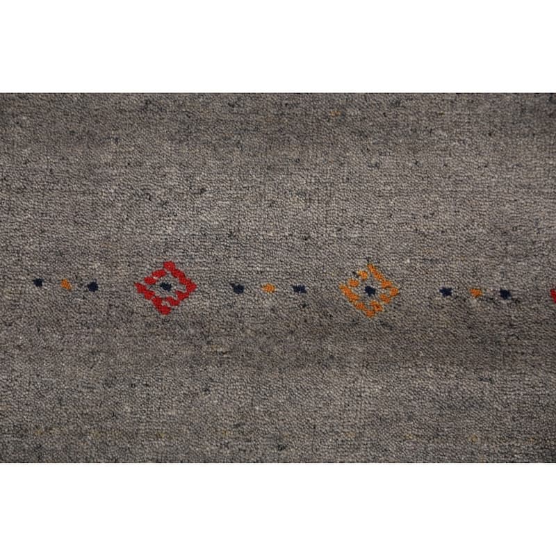 Tribal Gabbeh Area Rug Handmade Grey Wool Carpet - 5'8" x 7'8"