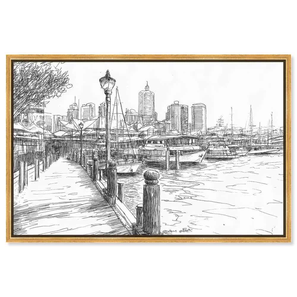 Harbour City Ink Canvas by Art Remedy