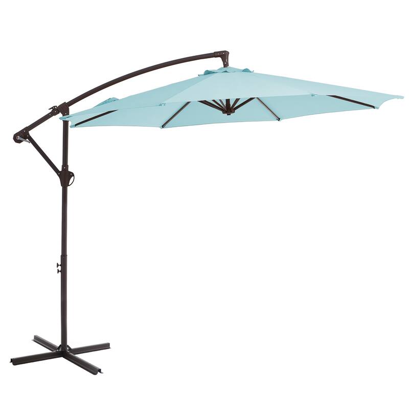 10ft Steel Crank Lift Hanging Offset Cantilever Umbrella - Light Blue