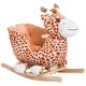 preview thumbnail 1 of 9, Plush Giraffe Rocking Horse with Song, Safety Belt, and Soft Plush Body for Kids 18+ Months Brown