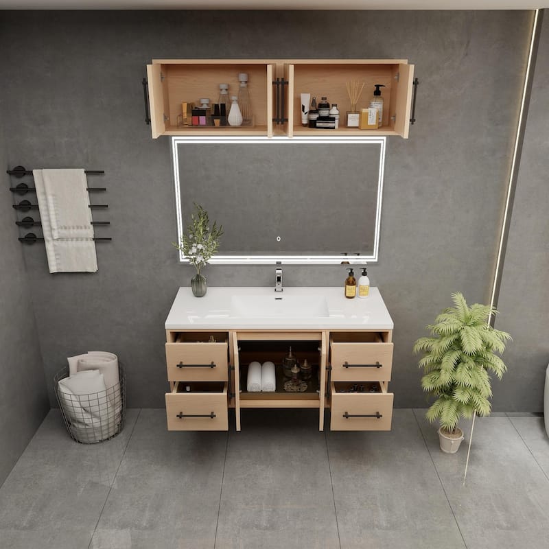 Victoria 48'' Wall-Mounted Vanity Set with Motion Sensor LED light Top Cabinet