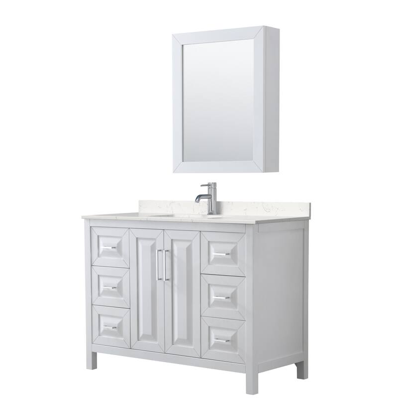Wyndham Collection Daria 48" Free Standing Single Basin Vanity Set - White / Carrara Cultured Marble Top / Polished
