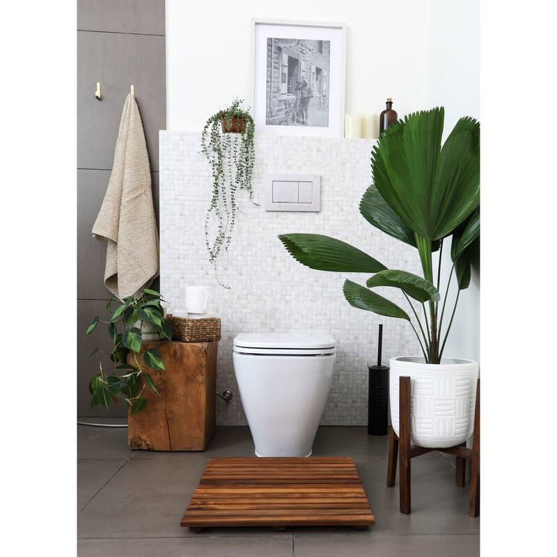 Nordic Style Teak Wood Shower and Bath Mat 19.6" x 19.6"