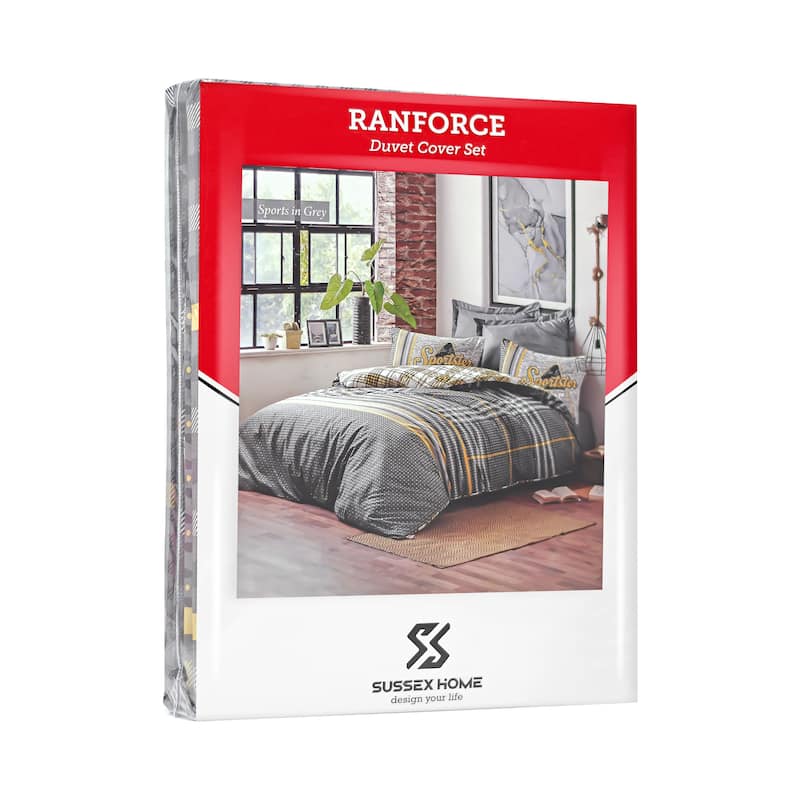 SUSSEXHOME Sports in Gray Full Size Duvet Cover Set, Hypoallergenic