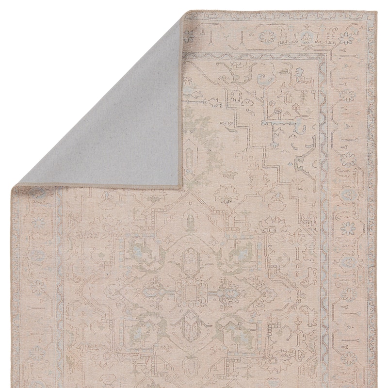Kalina Machine Washable Medallion Beige/Light Blue Rug