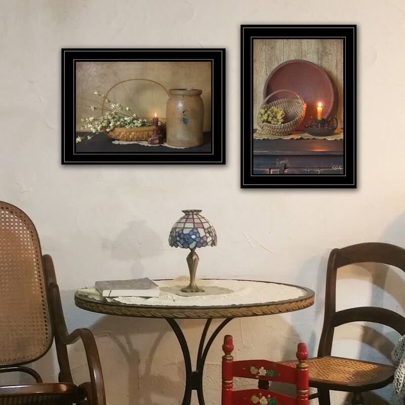 TrendyDecor4U Farmhouse "Candle Light & Flowers" 2-Piece Vignette by Susie Boyer - Brown
