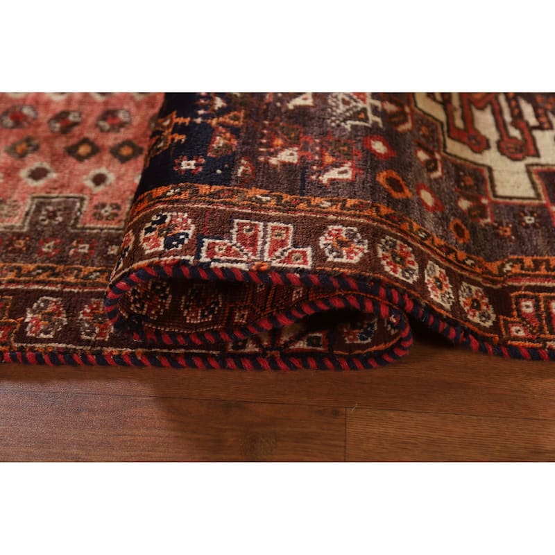 Tribal Orange Shiraz Persian Vintage Rug Handmade Wool Carpet - 4'11"x 7'9"