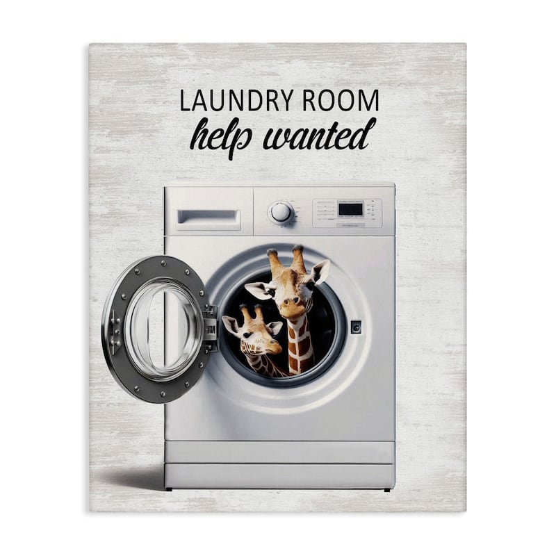 Stupell Laundry Room Help Wanted Canvas Wall Art Design By Lettered and Lined - 16 x 20