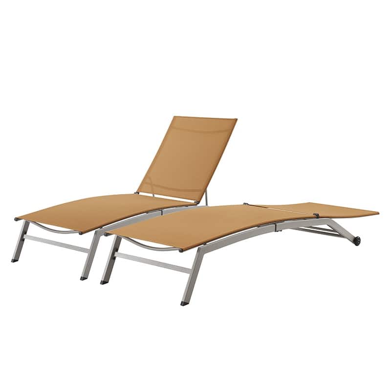 Corvus Antonio Outdoor Contemporary Sling-Fabric Adjustable Chaise Lounge - Orange -2Lounges
