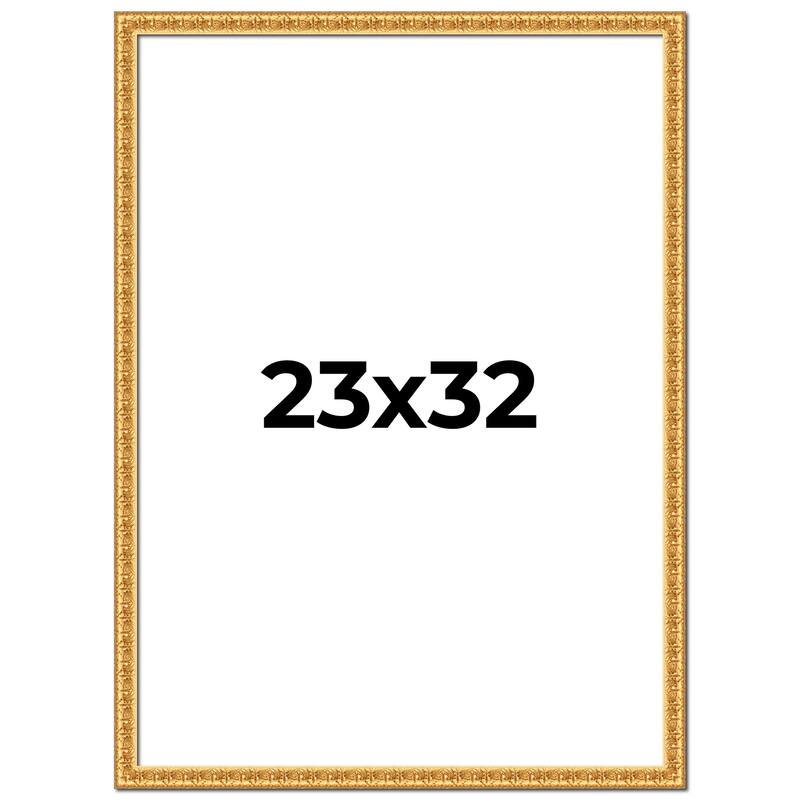 23x32 Frame Gold Real Wood Picture Frame Width 1 inches | Interior