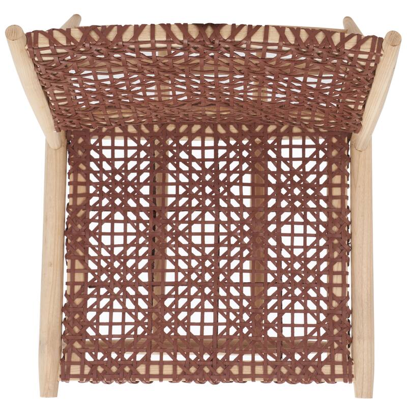 SAFAVIEH Bandelier Open Leather Weave Squared Accent Chair. - 26" W x 32" D x 31" H