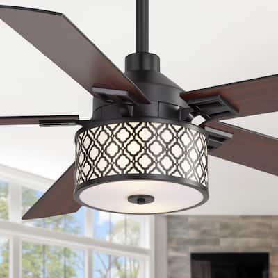 52" Reversible 5-Blade Caged Ceiling Fan with Light and Remote