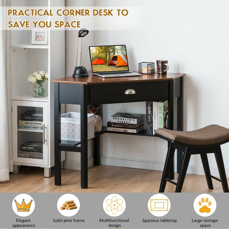 Gymax Corner Computer Desk Laptop Writing Table Workstation W/ Drawer