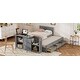 preview thumbnail 16 of 14, Grey Twin Size Wood Platform Bed with Desk, Kids Daybed with 3 Drawers and Storage Shelf