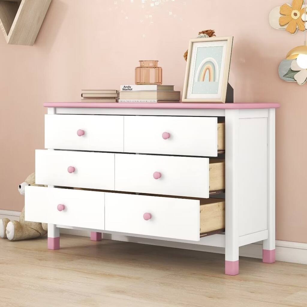 Wooden Storage Dresser with 6 Drawers,Storage Cabinet for kids Bedroom ...