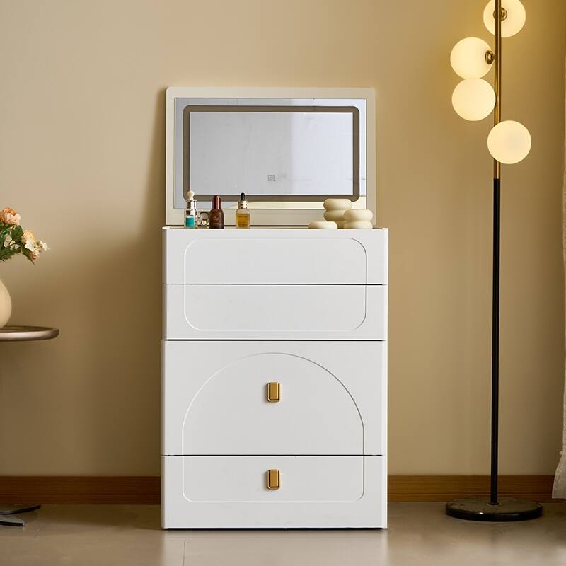 3-in-1 Flip Top Vanity Desk with Mirror - Small Makeup Table with 3 Drawers, Cushioned Stool & Power Outlet