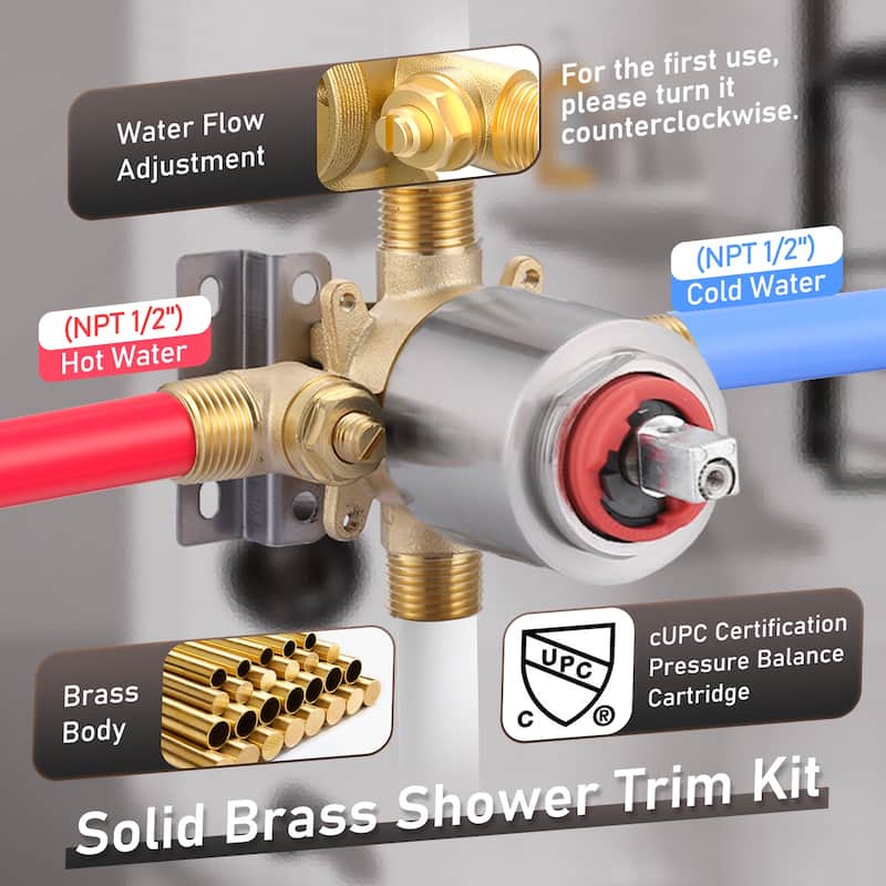 WOWOW Single Handle 5-Spray Shower Faucet with Tub Spout