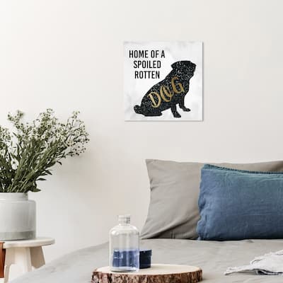 Wynwood Studio Canvas Animals Spoiled Dog Home Black and Metallic Gold Modern & Contemporary Wall Art Canvas Print