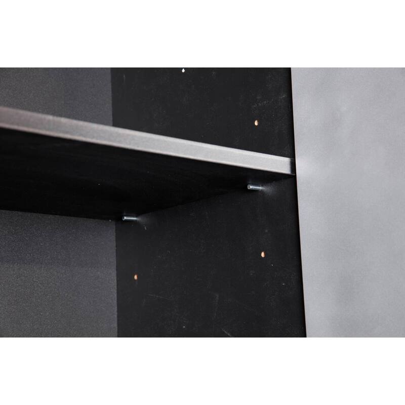 Garage Base Cabinet - 2 Door Storage Cabinet, Black Vinyl Laminate, Adjustable Feet, Soft-Close Doors