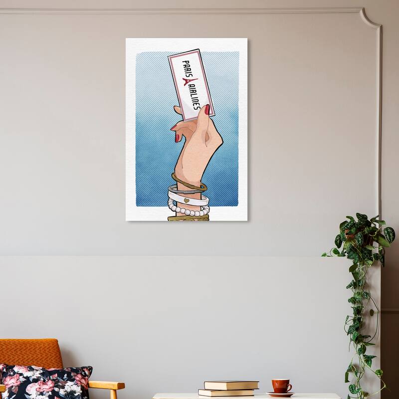 Wynwood Studio Canvas Fashion and Glam Ticket to Paris Gold and Metallic Gold Glam Wall Art Canvas Print - 30 x 20