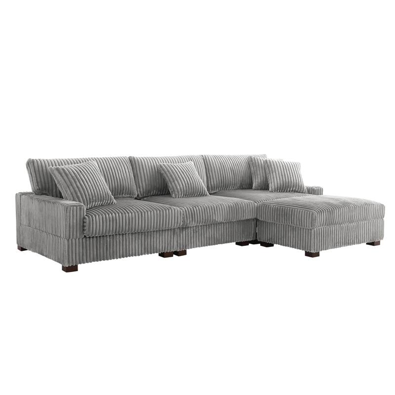 Modular Sectional Sofa Set with Adjustable Headrests and Ottomans