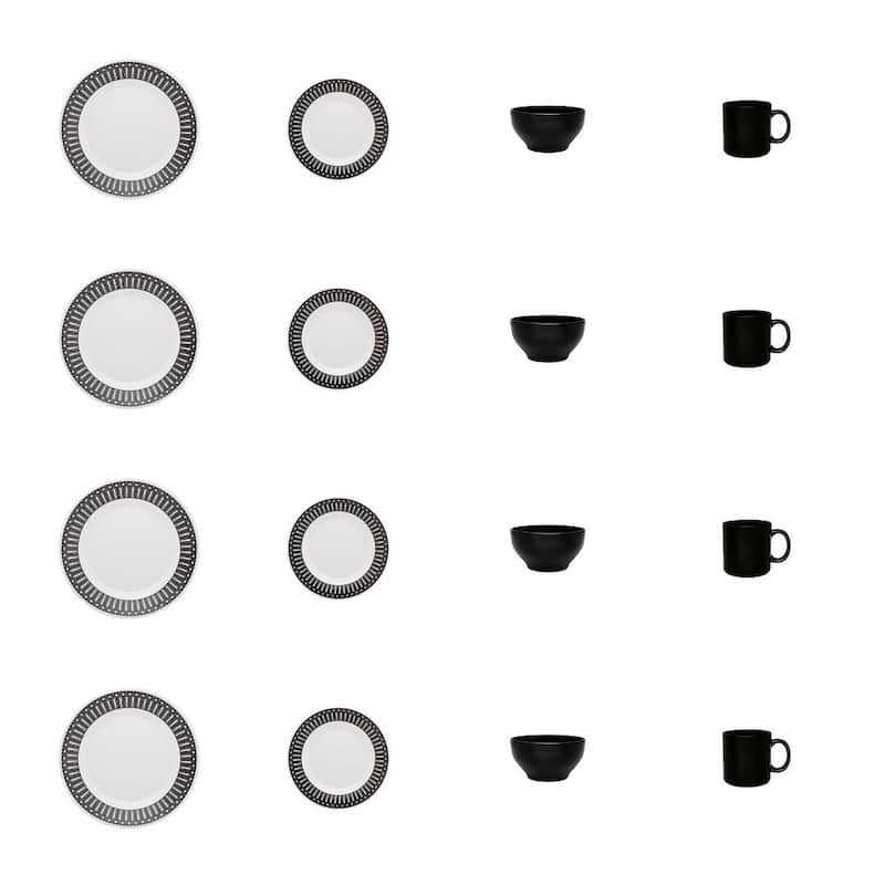Biona Dinner Set in Black and Ivory