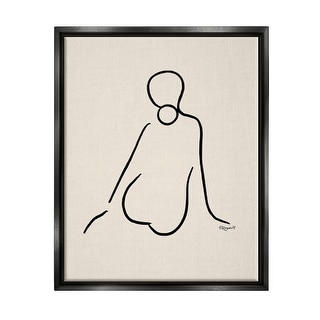 Stupell Female Sitting Doodle Line Nude Drawing Floating Framed Canvas