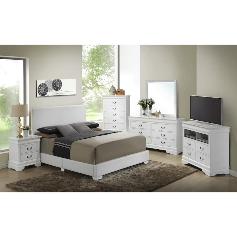 Faux Leather Upholstered King Panel Bed - 86" - White