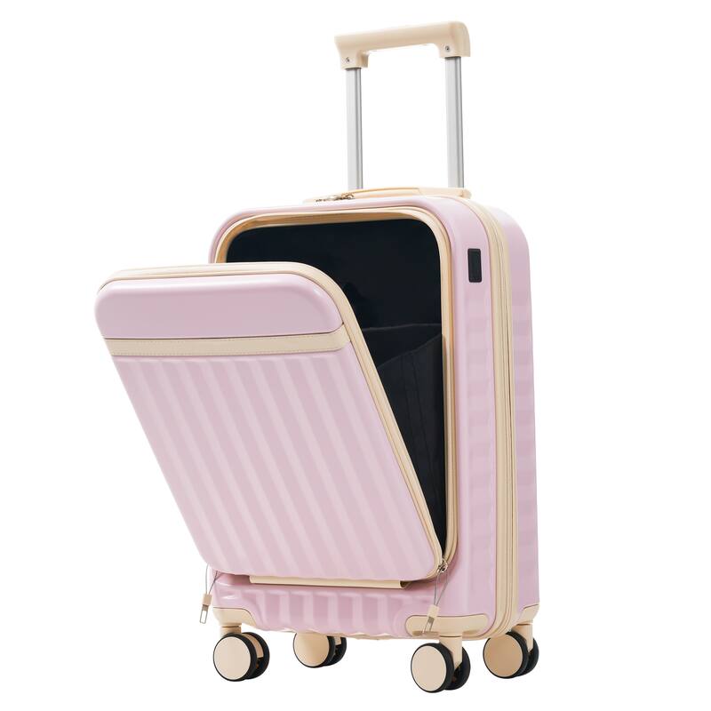 Front Opening Luggage Set 3 Piece,USB Port, Expandable Luggage with Handle Bag Spinner Wheels TSA Lock