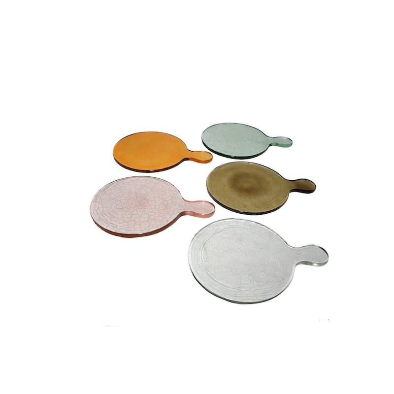 Small Round Recycled Glass Serving Board Dia 12" & W 9"