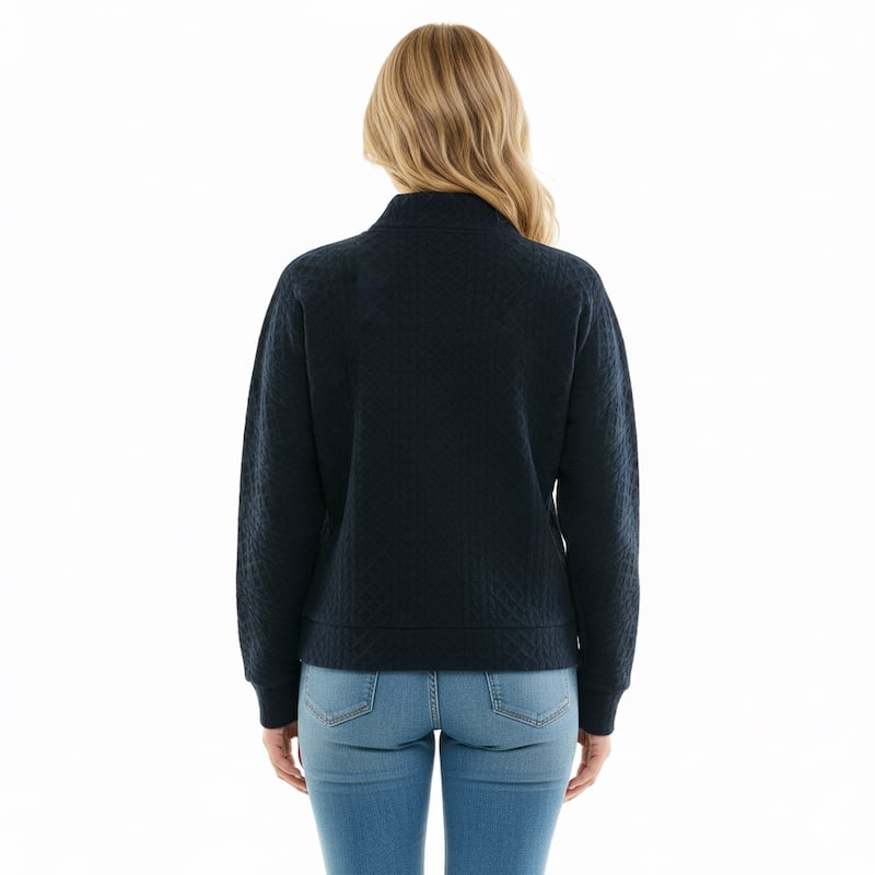 Nanette Lepore Cable-Quilted Quarter-Zip Sweater