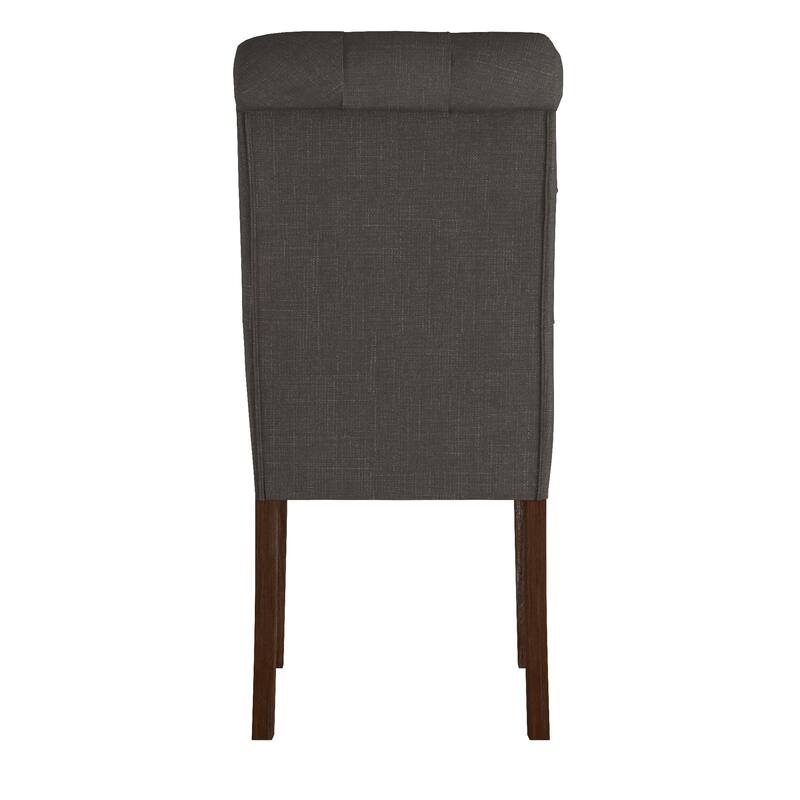 Benchwright Linen Tufted Dining Chair with Brown Finish Legs (Set of 2) by iNSPIRE Q Artisan