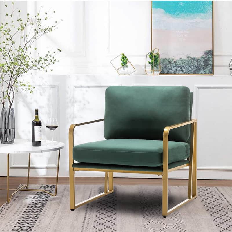 Accent Chairs, Living Room Chairs Linen Arm Chair Accent Chairs for Living Room - Green
