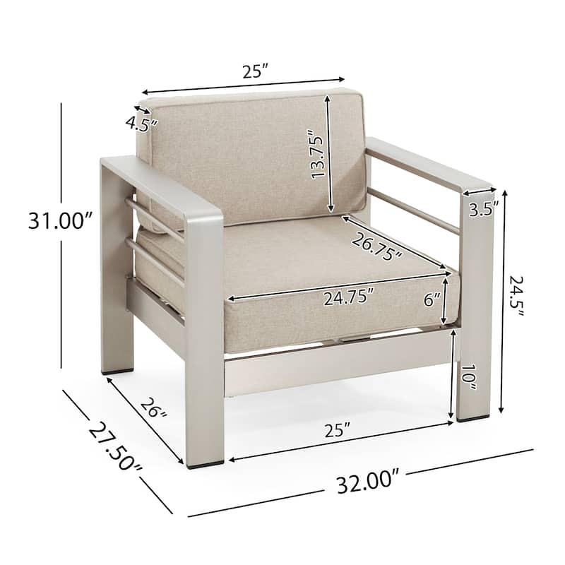 Cape Coral Outdoor Aluminum Club Chair with Cushions (Set of 2) by Christopher Knight Home