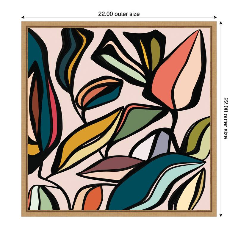 Kate and Laurel Fanciful Ficus SQ Expansion by Alicia Bock Framed Canvas Wall Art Print