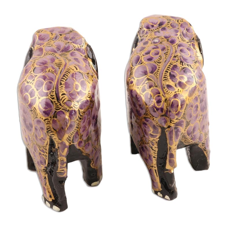 Novica Handmade Purple Flower Friends Papier Mache Figurines (Pair)