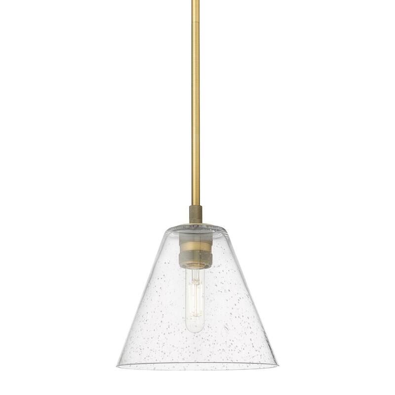 Innovations Lighting 434-1S-8-8 Crown Point Pendant Cone Crown Point - Brushed Brass / Seedy