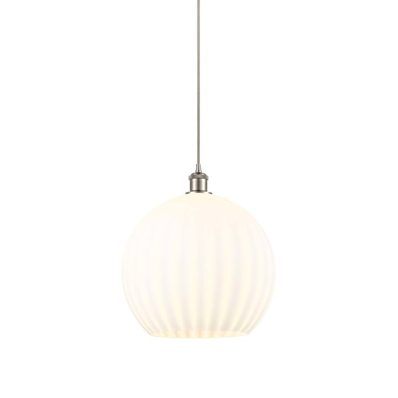 Innovations Lighting 516-1P-17-14 White Venetian Pendant White - Brushed Satin Nickel