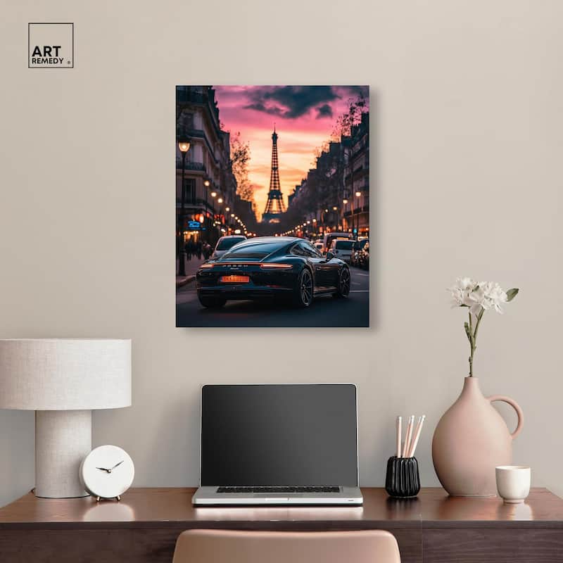 Parisian Porsche Twilight I Canvas by Art Remedy, Gallery Wrapped