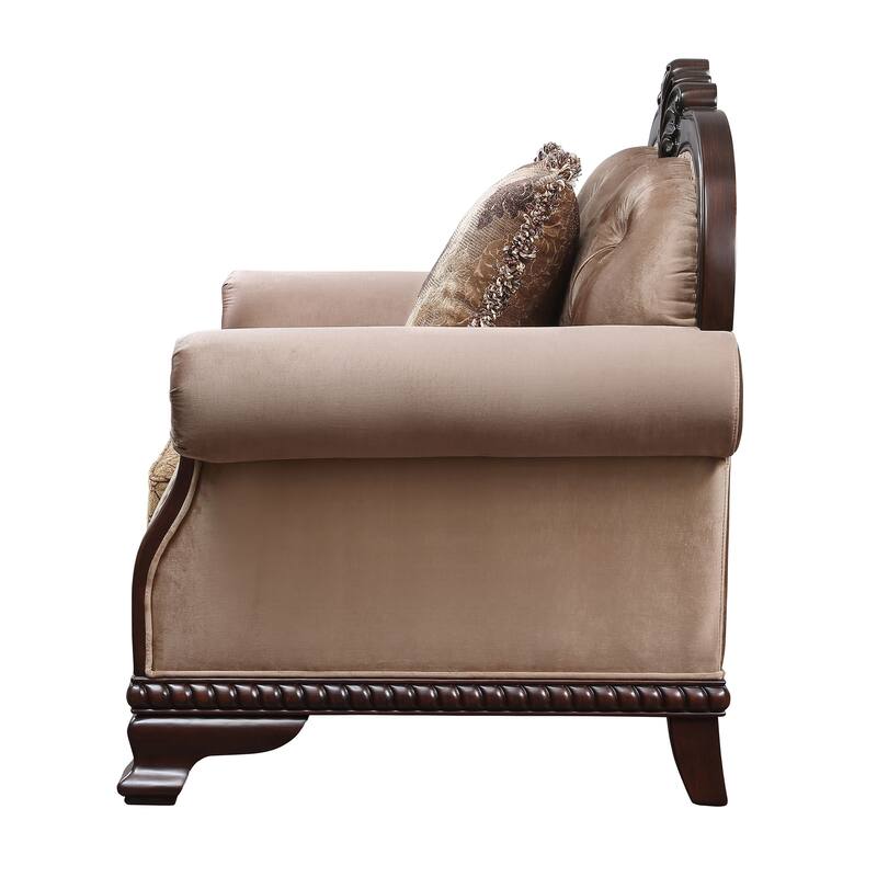 Louis Espresso Button-Tufted Accent Chair with Nailheads Trim
