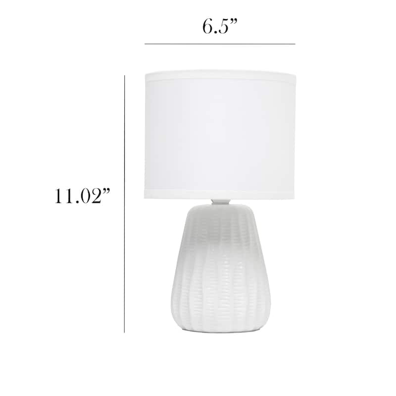 Texture Ceramic Table Desk Lamp with Drum Shade - 11" - White