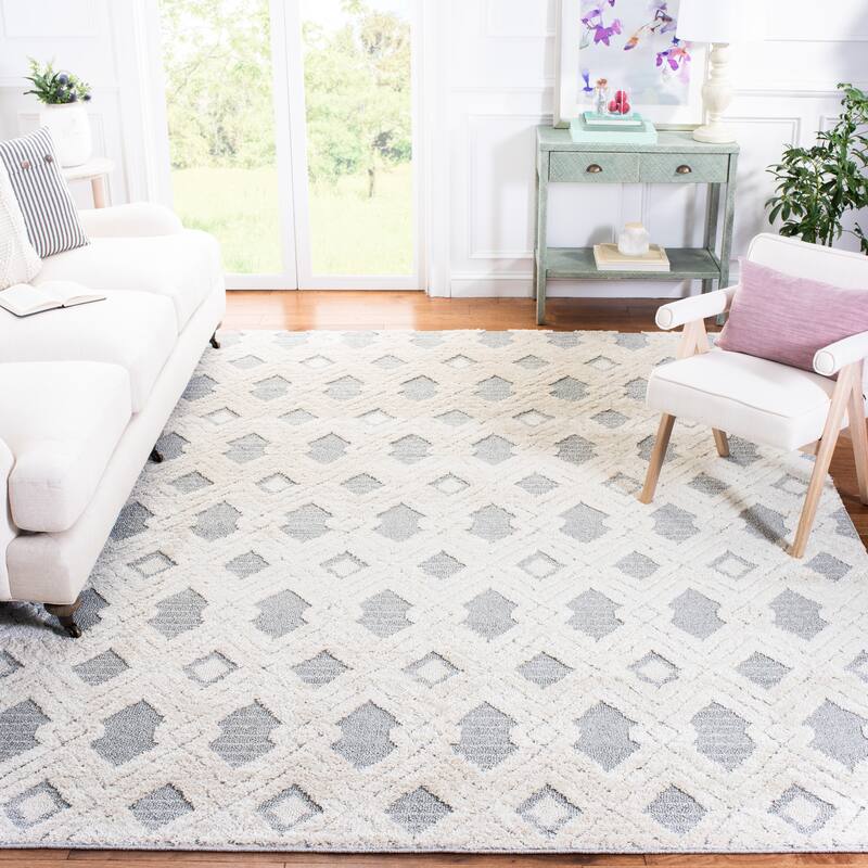 Martha Stewart by SAFAVIEH Lucia Shag Sefkije Rug - 8' x 10' - White/Light Grey