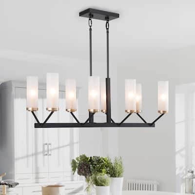 Modern 8-light Kitchen Islands Candle Chandelier Linear Ceiling Light - L31.5"xW12.5"xH11"