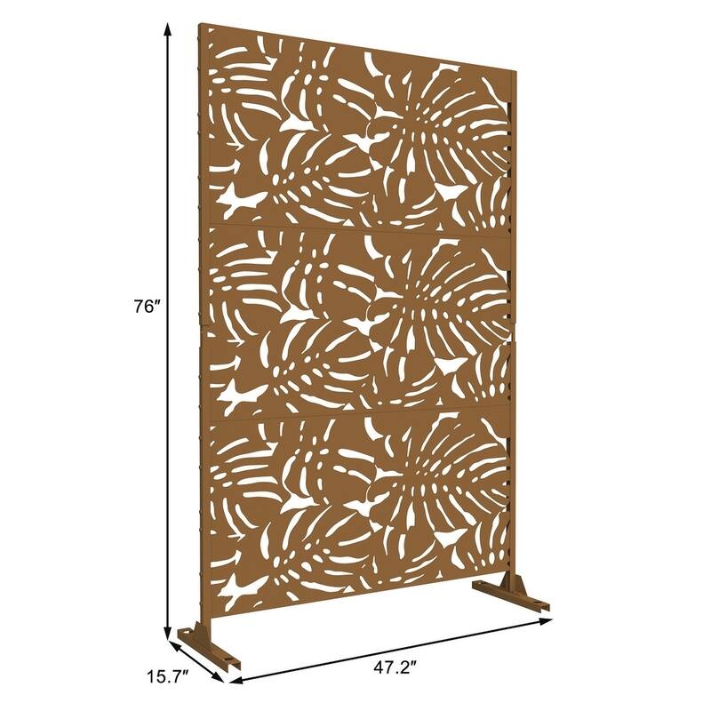 Free Standing Metal Privacy Screen Panel Decorative Outdoor Privacy Screen - 72"H x 47"W